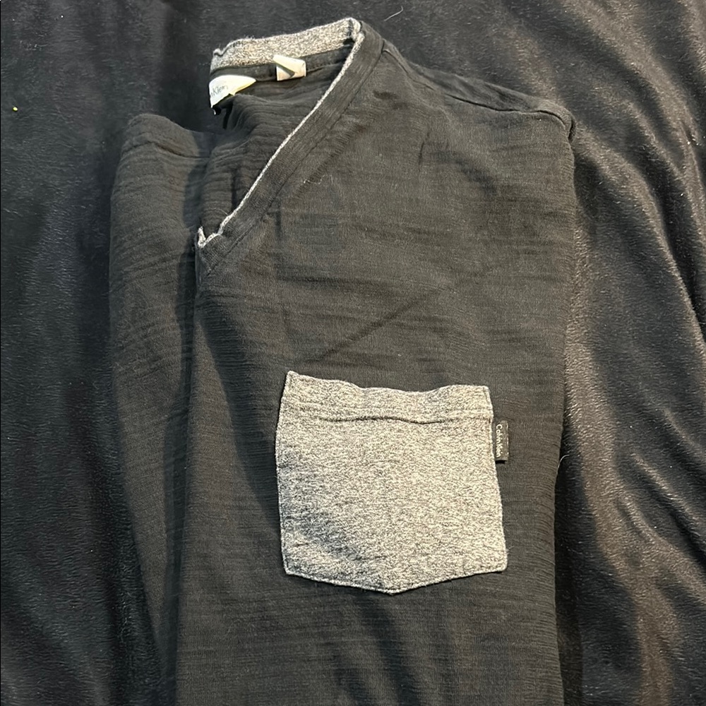 Calvin Klein Black V-Neck with Gray Pocket